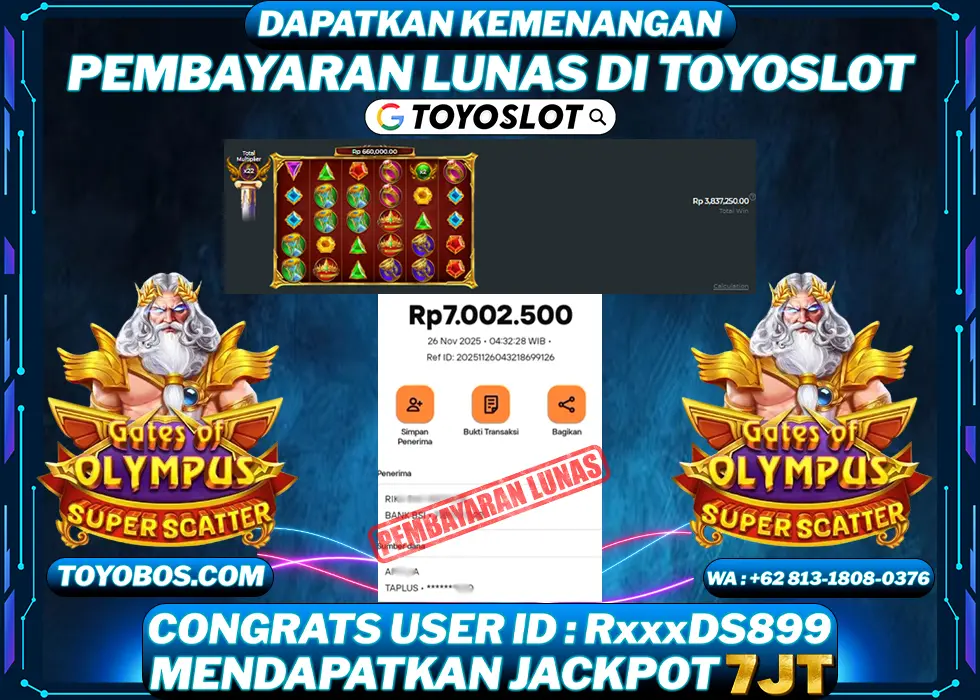 BUKTI KEMENANGAN Gates of Olympus Super Scatter Rp7,000,000- LUNAS